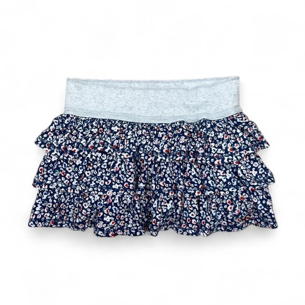 Hollister Vintage Y2K Navy Tiered‎ Ruffle Micro Mini Skirt Small